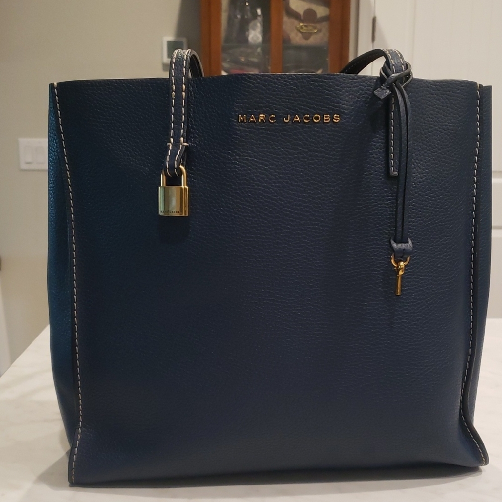 Marc Jacobs Dark Blue Tote with Gold Accents Size Large